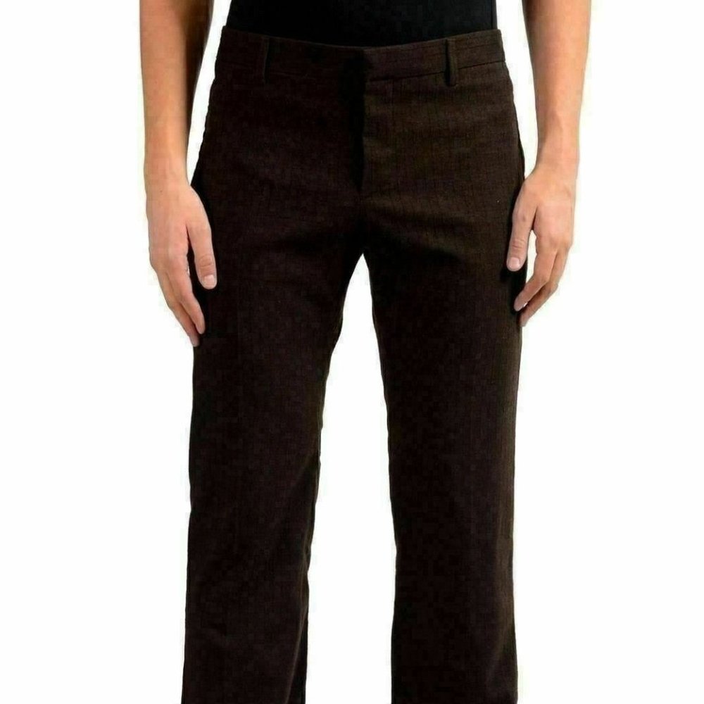 Versace Men's Wool Mohair Brown Dress Pants